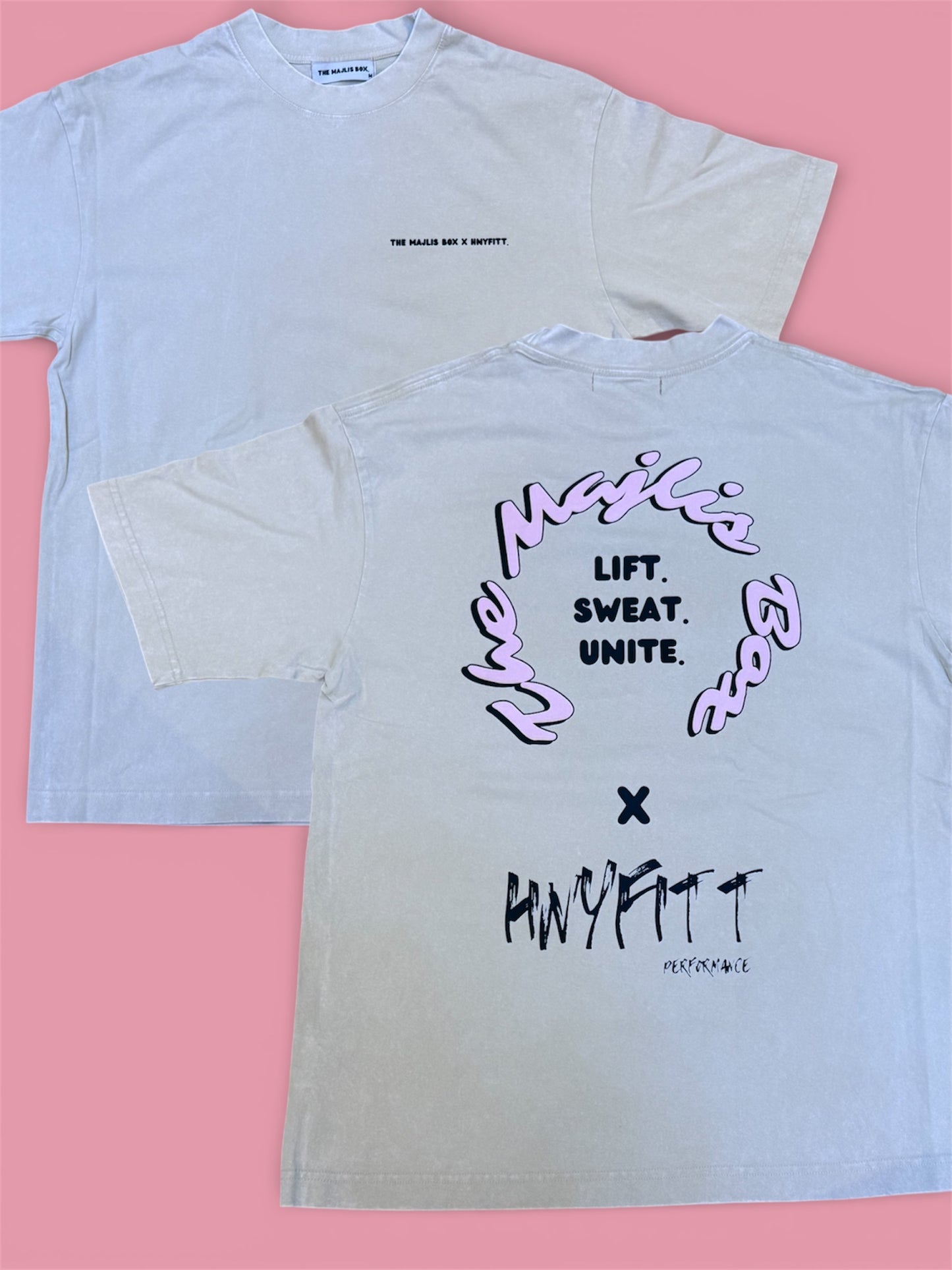 The Majlis Box x HNYFITT. Desert Sand Washed Tee